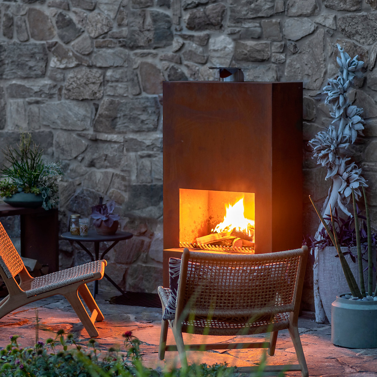 GardenMaxX Outdoor-Fireplace Pinacate Corten - Woodbox Edition - Image 2
